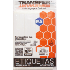 ETIQUETA ADHESIVA TRANSFER BLANCA NO.20  20X105 MM. C/168