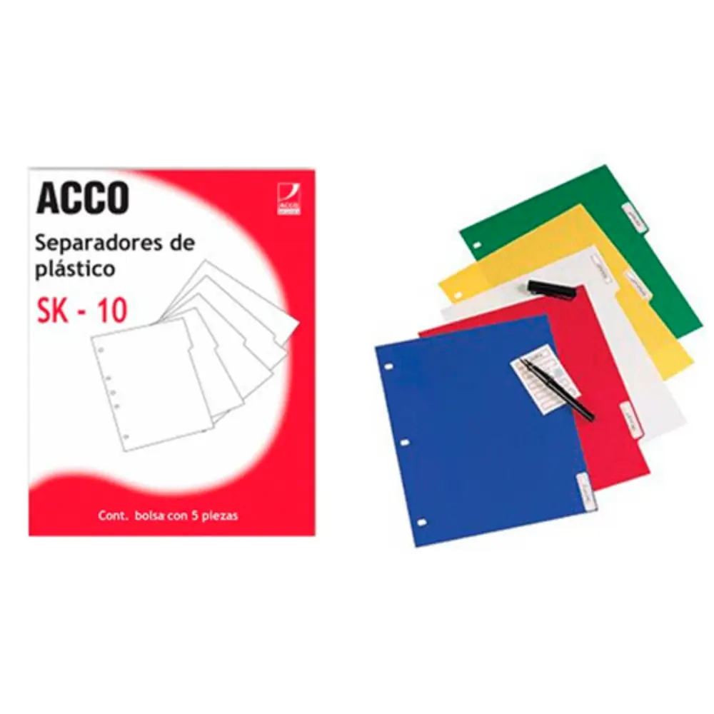 SEPARADOR ACCO DE PLASTICO SK-10 P6984 5 DIVISIONES
