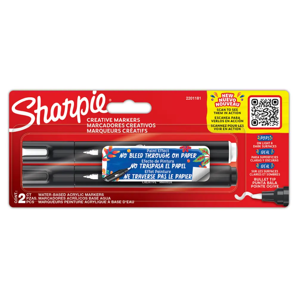 MARCADOR SHARPIE ACRILIC PUNTA REDONDA C/2 PZAS.