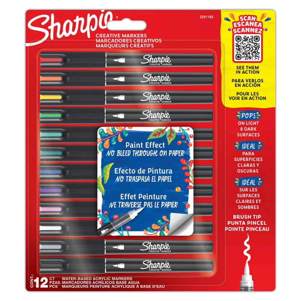 MARCADOR SHARPIE ACRILIC PUNTA REDONDA C/12 PZAS.