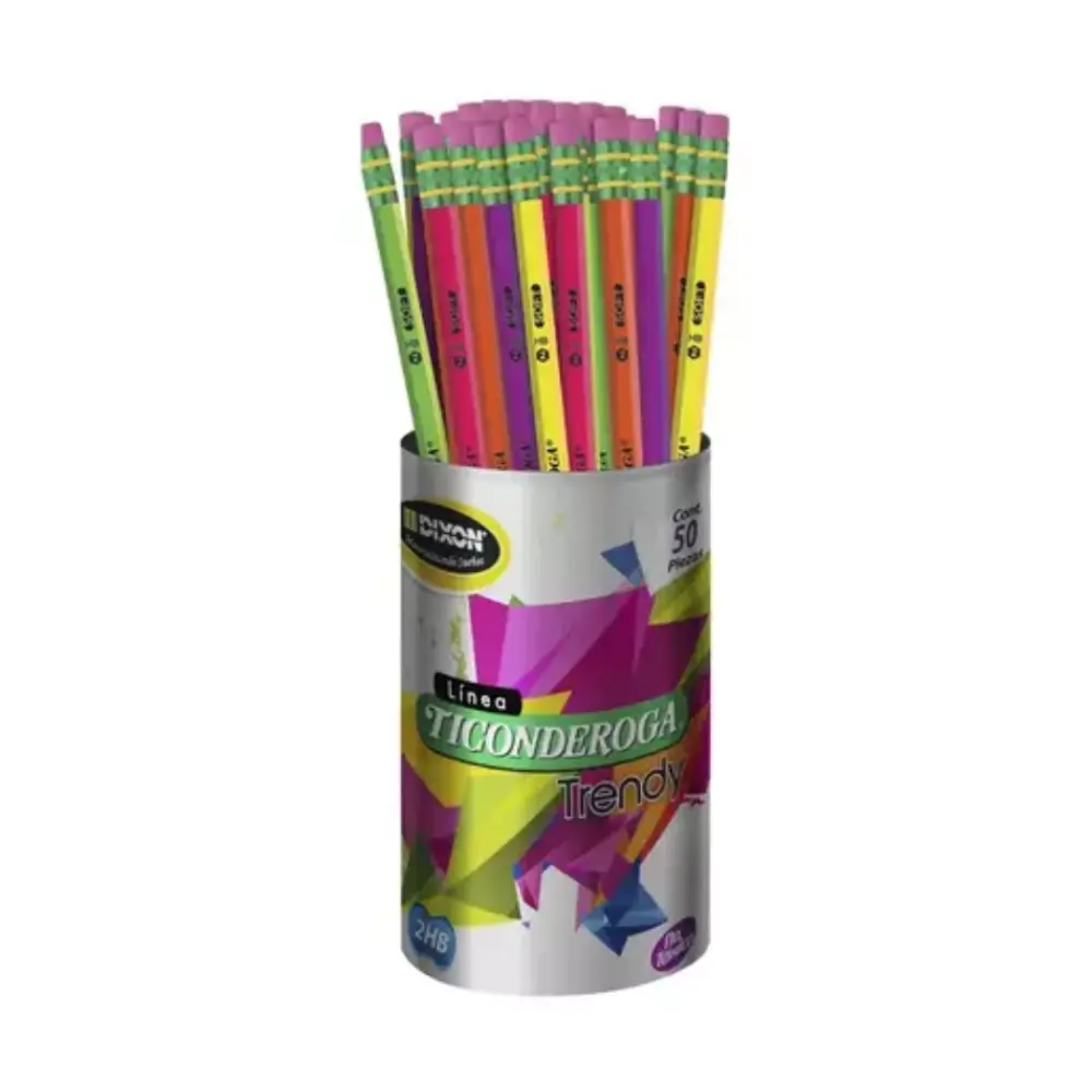 LAPIZ TICONDEROGA TRENDY NEON BOTE C/50 PZAS.