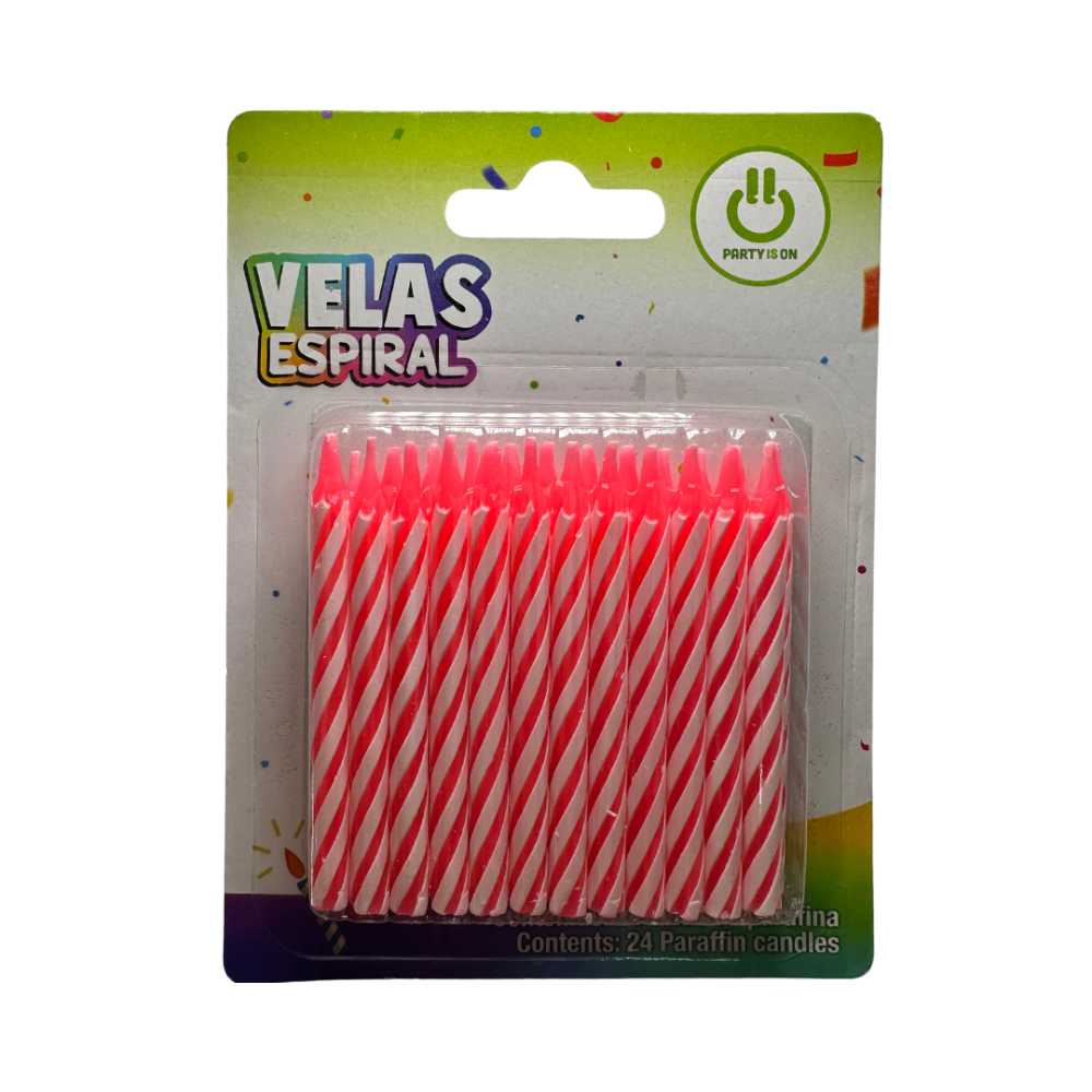 VELA P/PASTEL ESPIRAL ROSA PTE. C/24 PZAS.