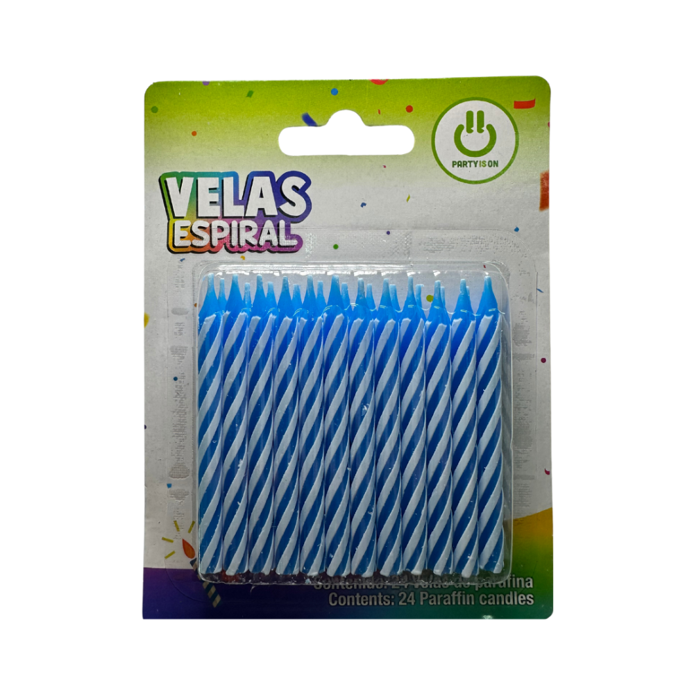 VELA P/PASTEL ESPIRAL AZUL PTE. C/24 PZAS.