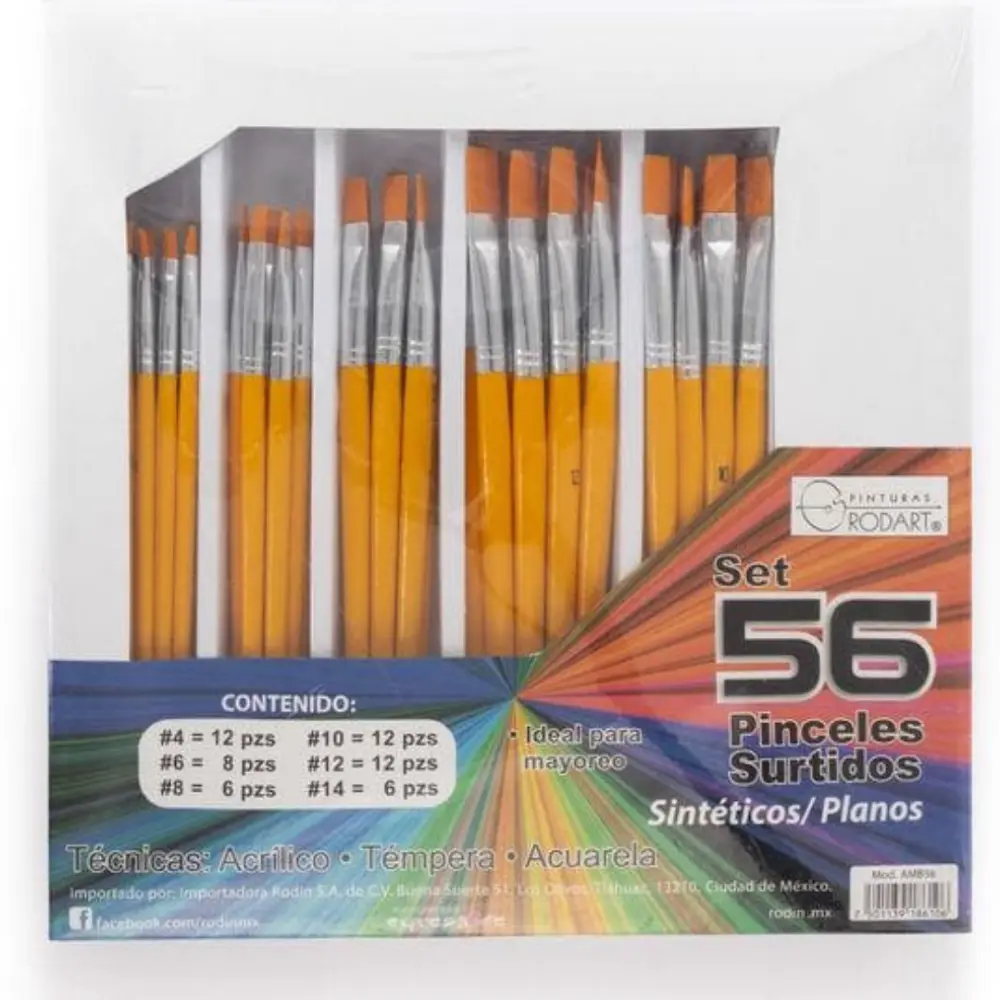 PINCELES RODART PLANO SET C/56 PZAS. SURTIDOS