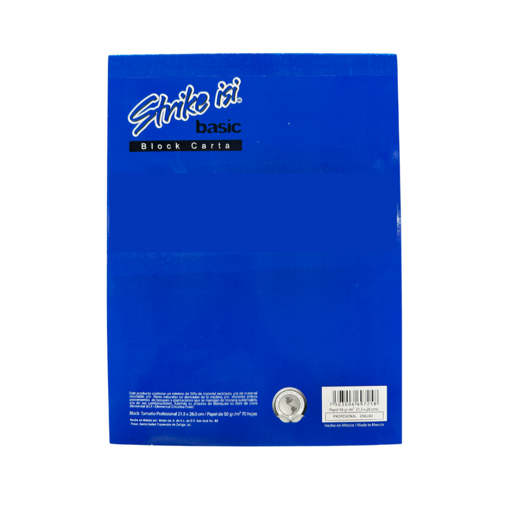 BLOCK CARTA STRIKE BASIC 70 H. CUADRO 5 MM.