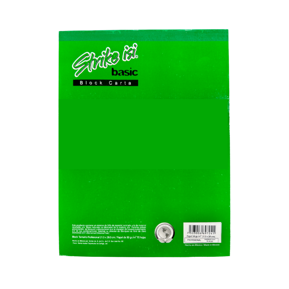 BLOCK CARTA STRIKE BASIC 70 H. CUADRO 7 MM.