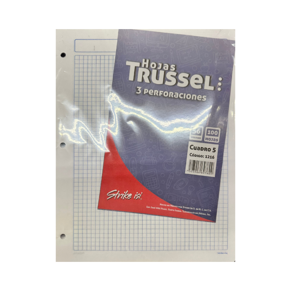 HOJA TRUSSEL STRIKE-ISI 56 GR. CUADRO 5 MM.  PTE. C/100