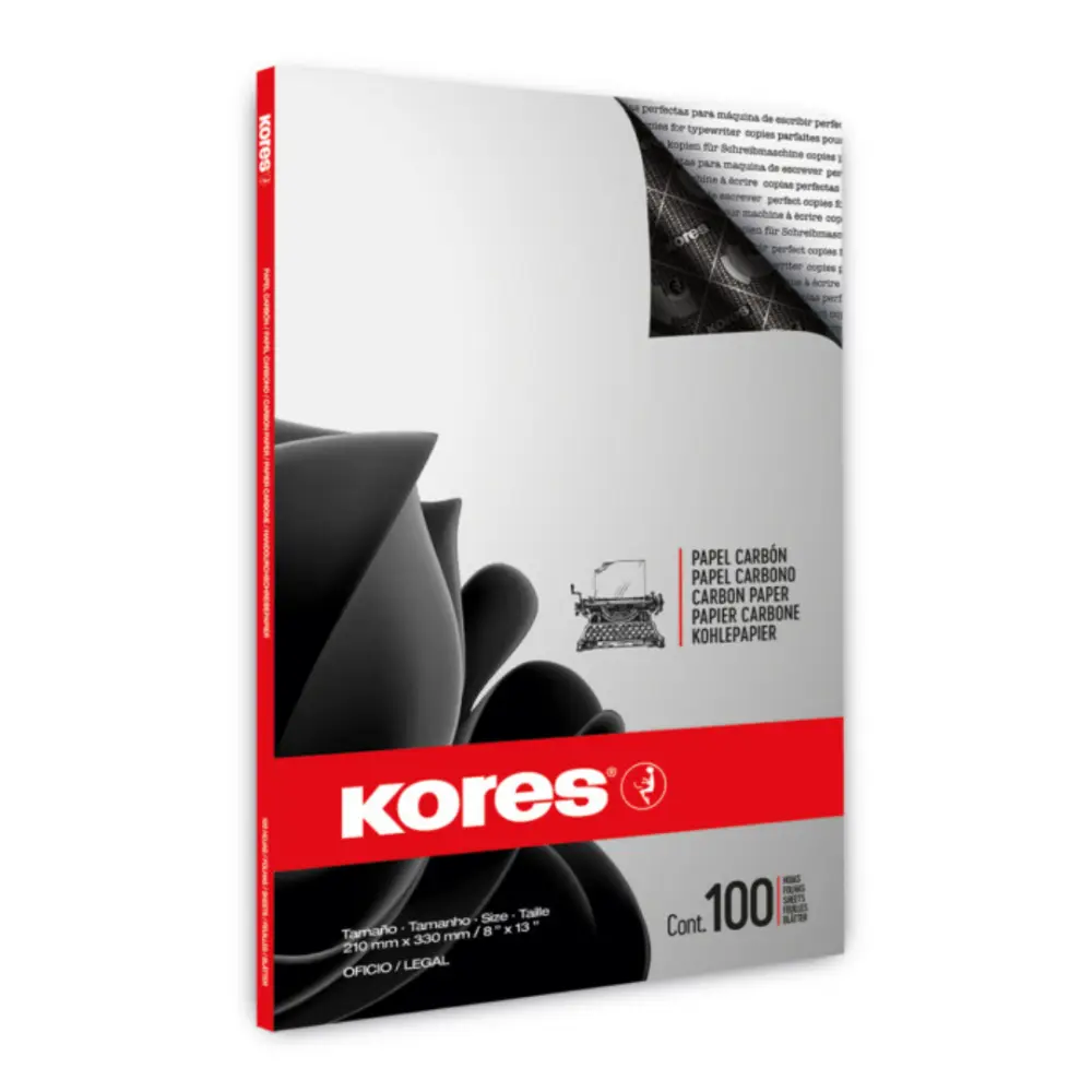 PAPEL CARBON KORES OFICIO 21X33 NEGRO