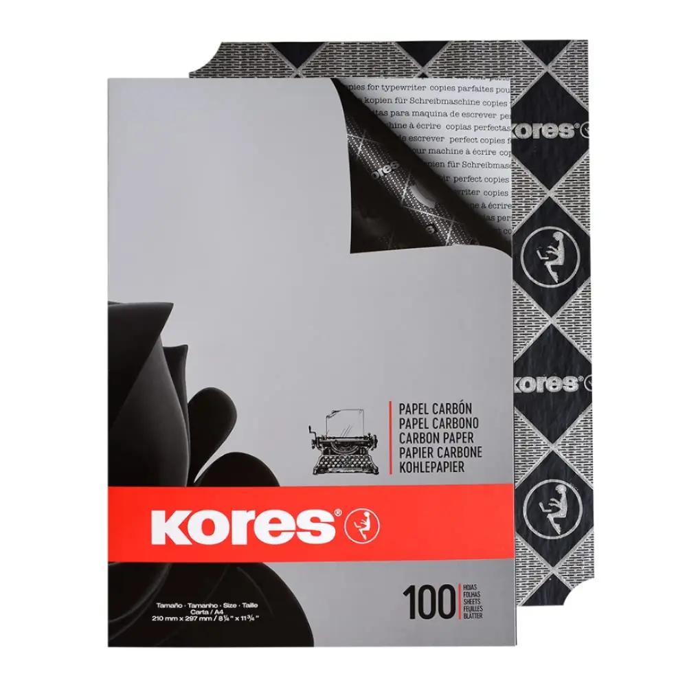 PAPEL CARBON KORES CARTA 21X29.7 NEGRO