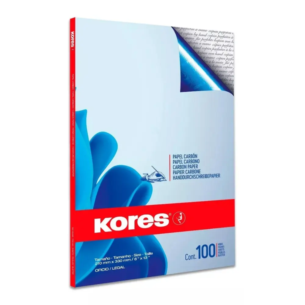 PAPEL CARBON KORES OFICIO AZUL