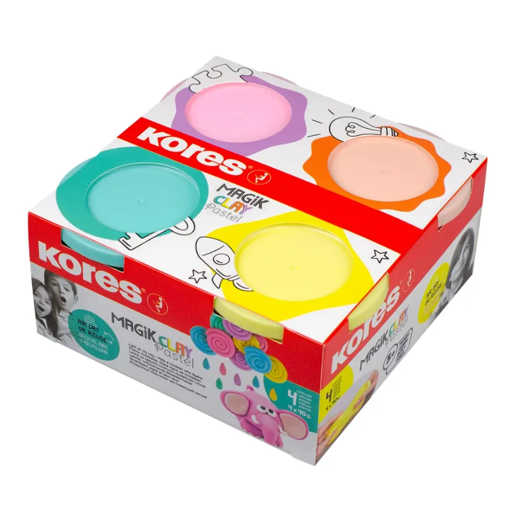 FOAMY MOLDEABLE PASTEL MAGIC CLAY KORES C/4 PZAS.