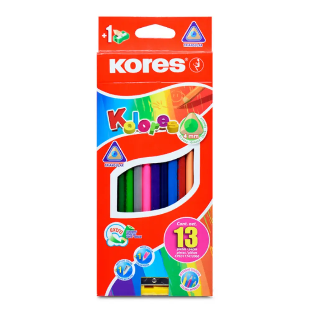 COLORES KORES TRIANGULAR C/12 PZAS.