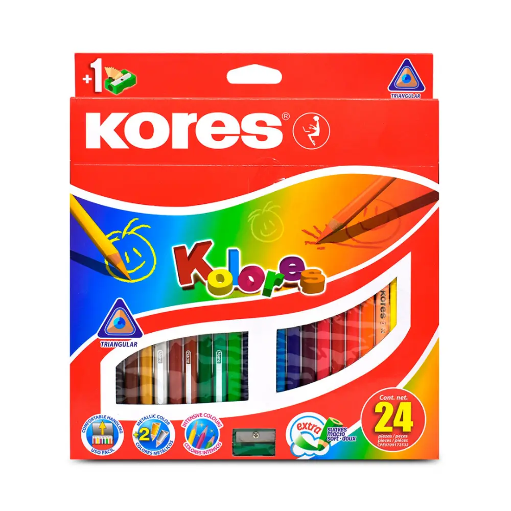 COLORES KORES TRIANGULAR C/24 PZAS.