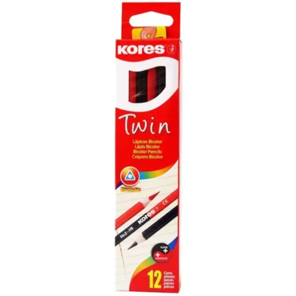 LAPIZ TWIN TRIANGULAR KORES NEGRO/ROJO