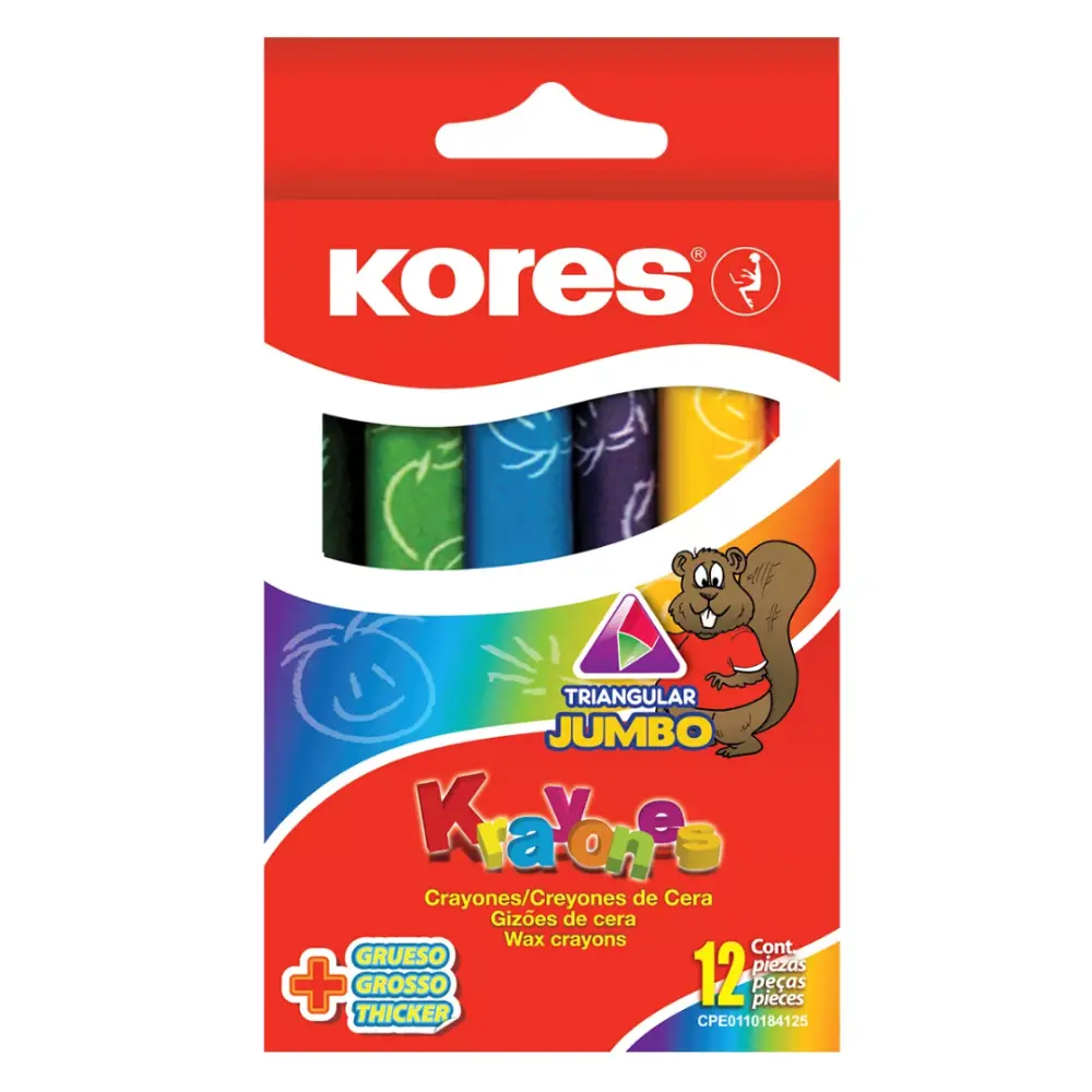 CRAYON KORES JUMBO TRIANGULAR CAJA C/12 PZAS