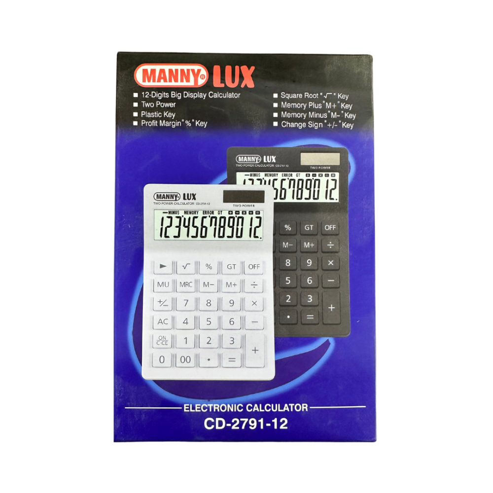 CALCULADORA MANNY LUX  MODELO CD-2791-2 12 DIGITOS
