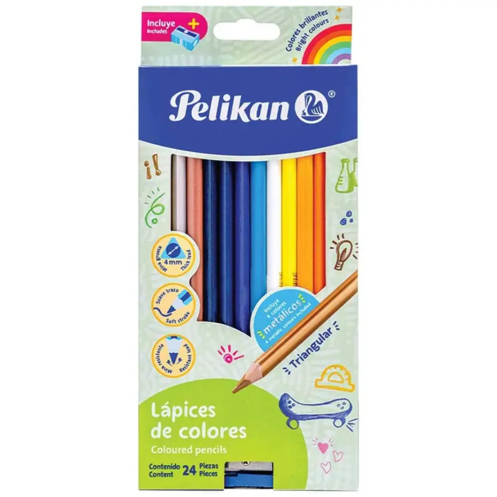 COLORES PELIKAN TRIANGULAR CAJA C/24 PZAS.