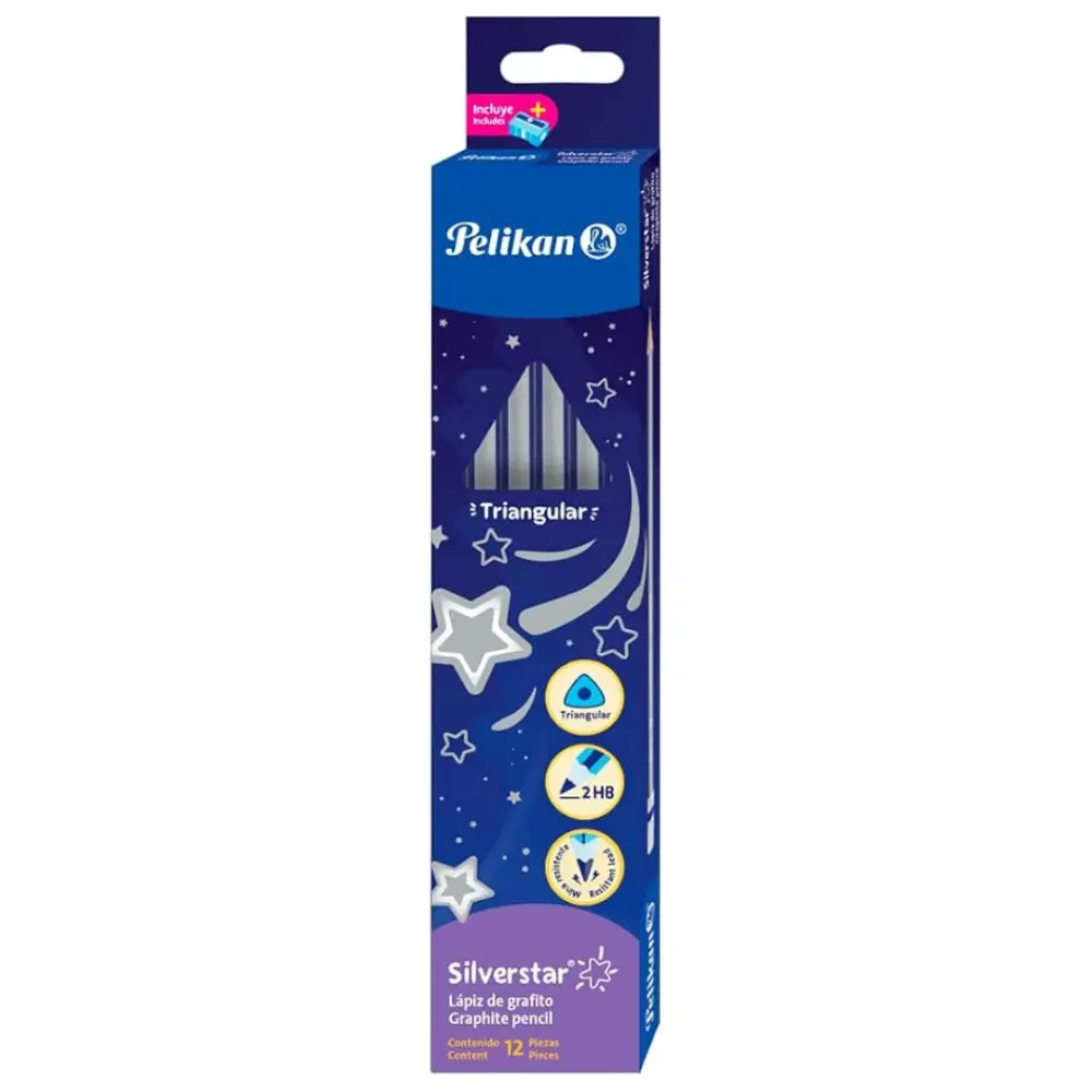 LAPIZ PELIKAN SILVER / AZUL RAYADO CAJA C/12 PZAS.