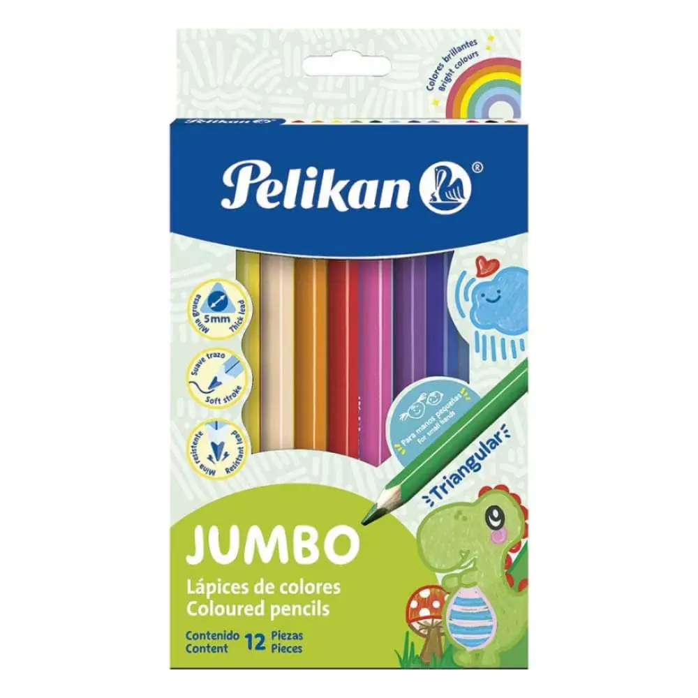 COLORES PELIKAN JUMBO TRIANGULAR CAJA C/12