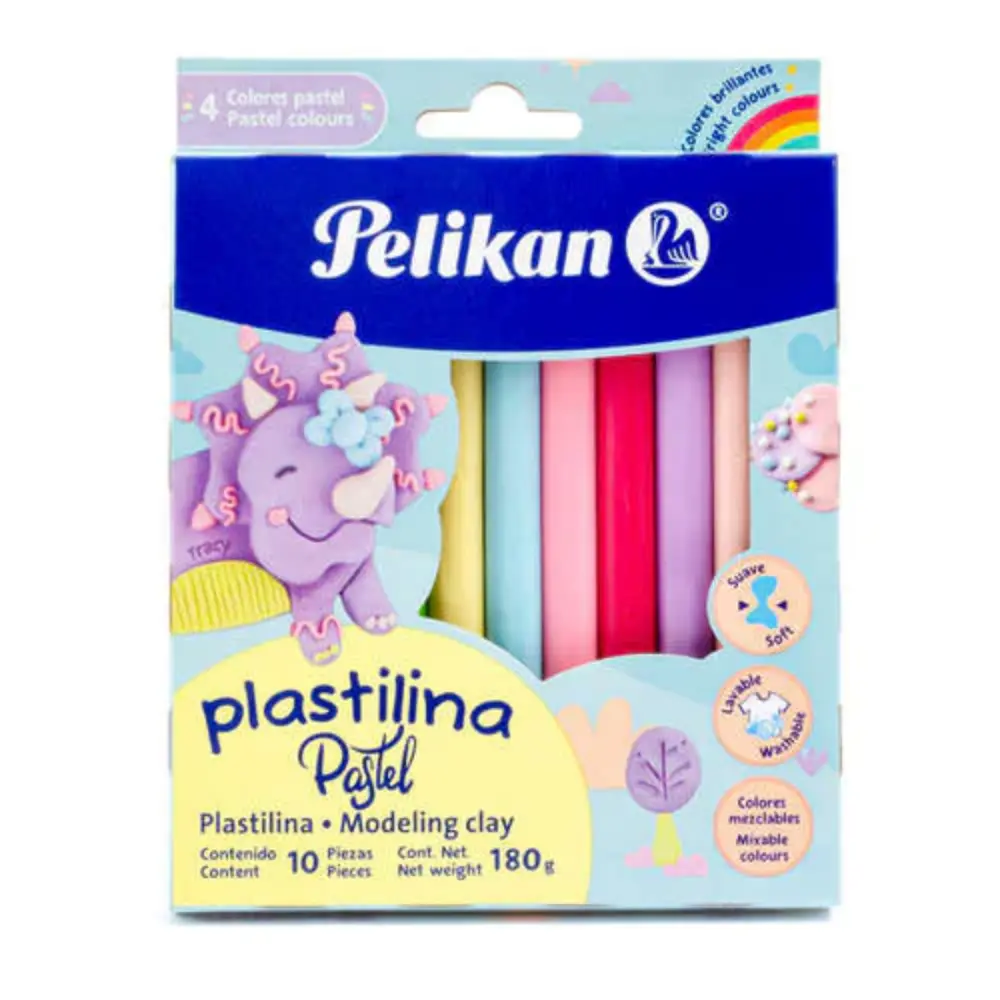 PLASTILINA PELIKAN PASTEL CAJA C/10 BARRAS