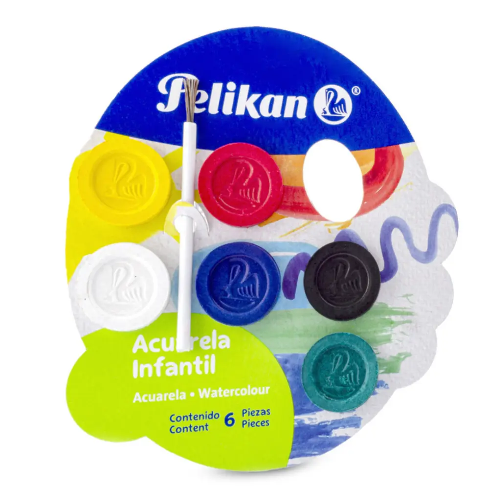 ACUARELA INFANTIL PELIKAN C/6 PASTILLAS