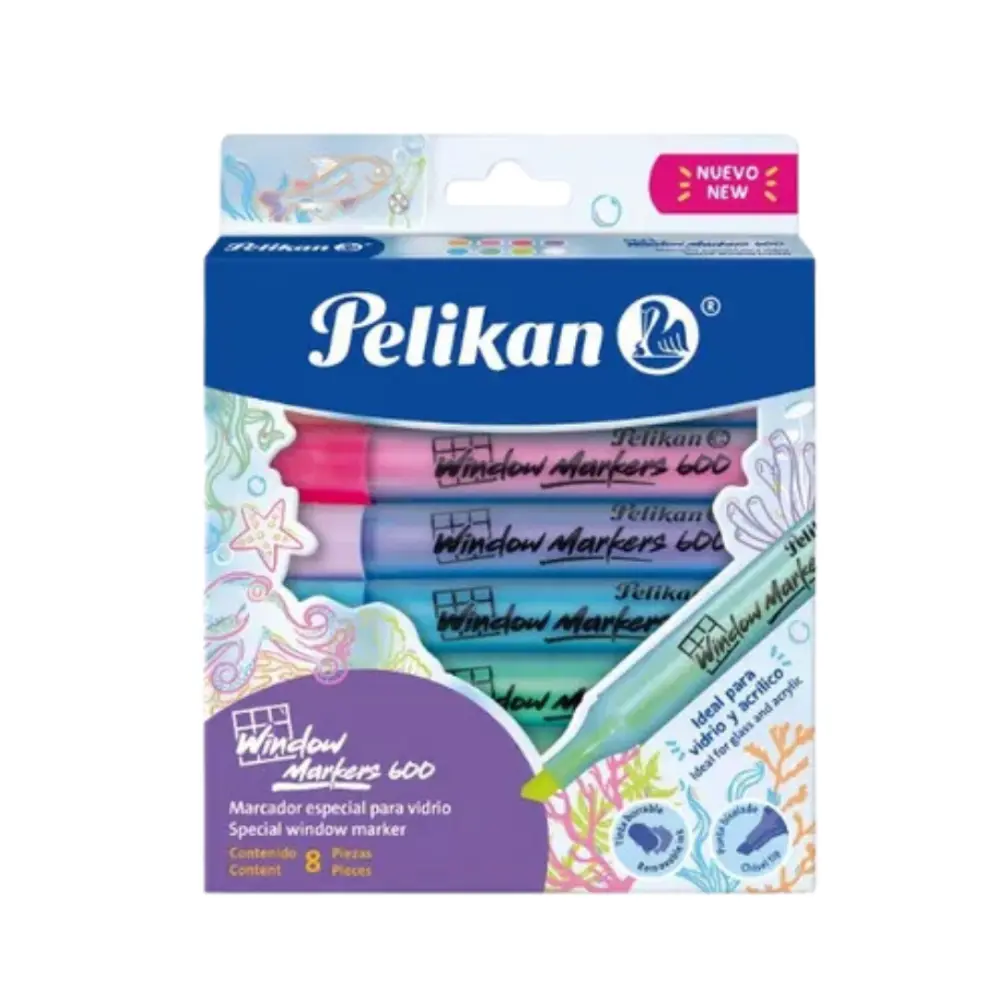 MARCADOR PELIKAN WINDOW MARKERS 600 PTE. C/8 PZAS.