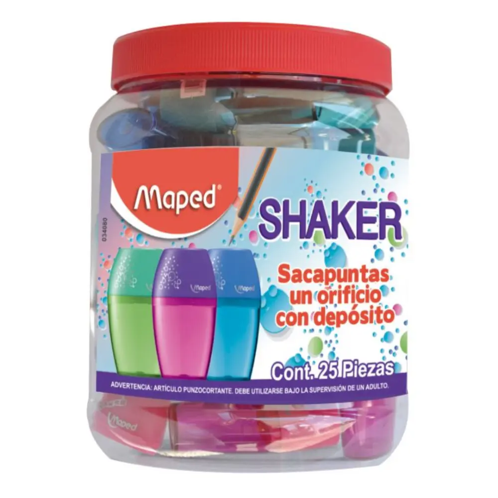 SACAPUNTAS MAPED SHAKER 2 ORIFICIOS BOTE C/12 PZAS.