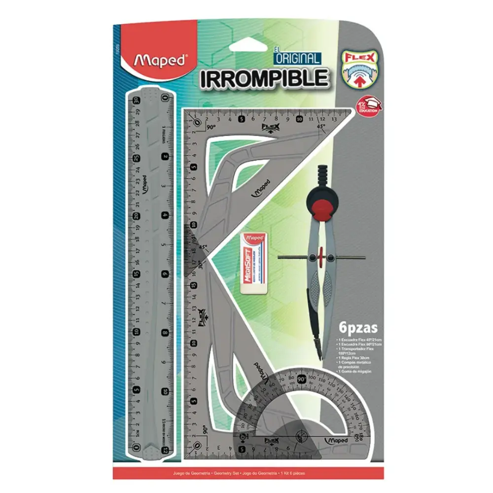 JUEGO GEOMETRICO MAPED POCKET IRROMPIBLE COMPAS METAL