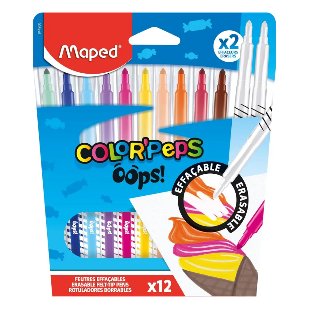 MARCADOR MAPED COLORPEPS BORRABLE C/12 PZAS.