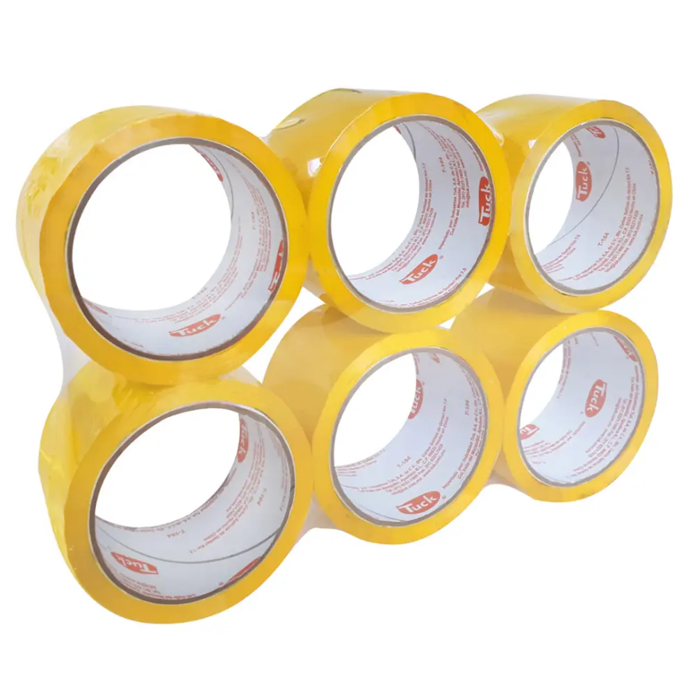 CINTA P/EMPAQUE TUK 48X50 MTS. AMARILLO PTE. C/6 PZAS.