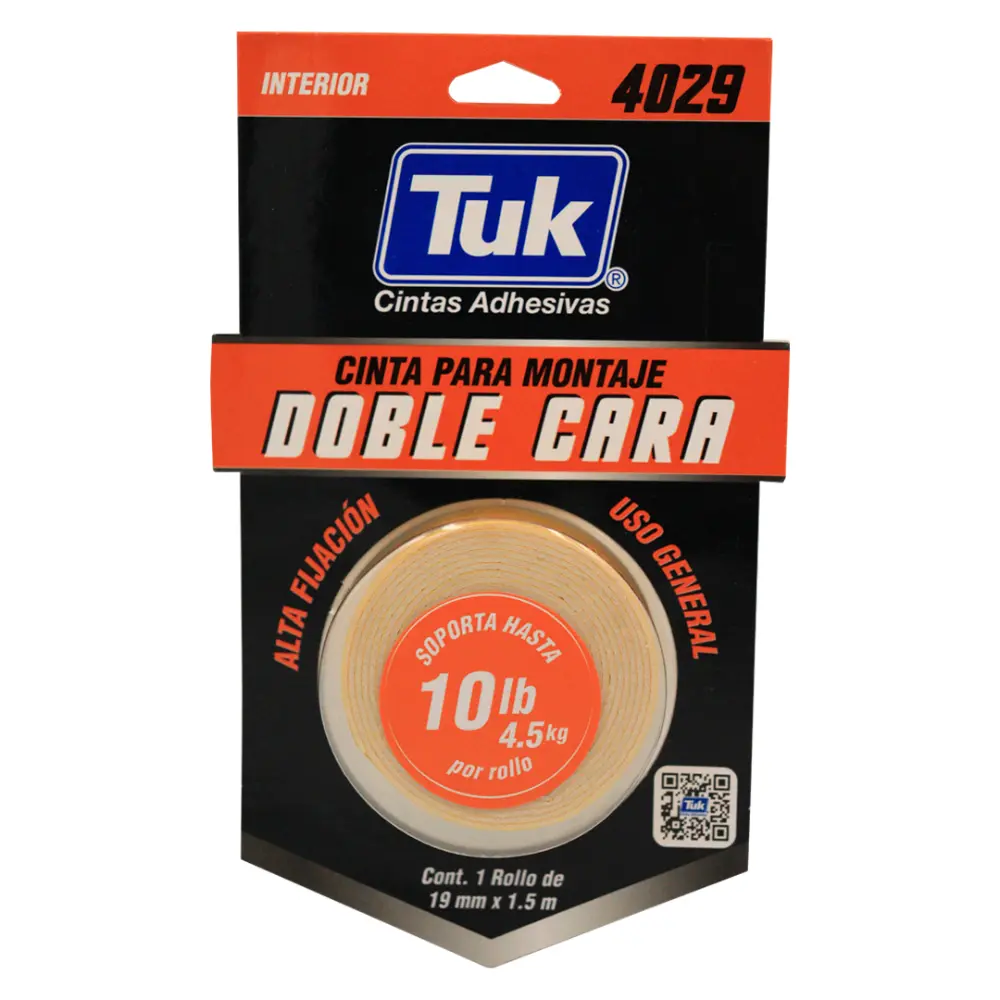 CINTA PARA MONTAJE DOBLE CARA 4029 TUK 19X1.5 MTS.