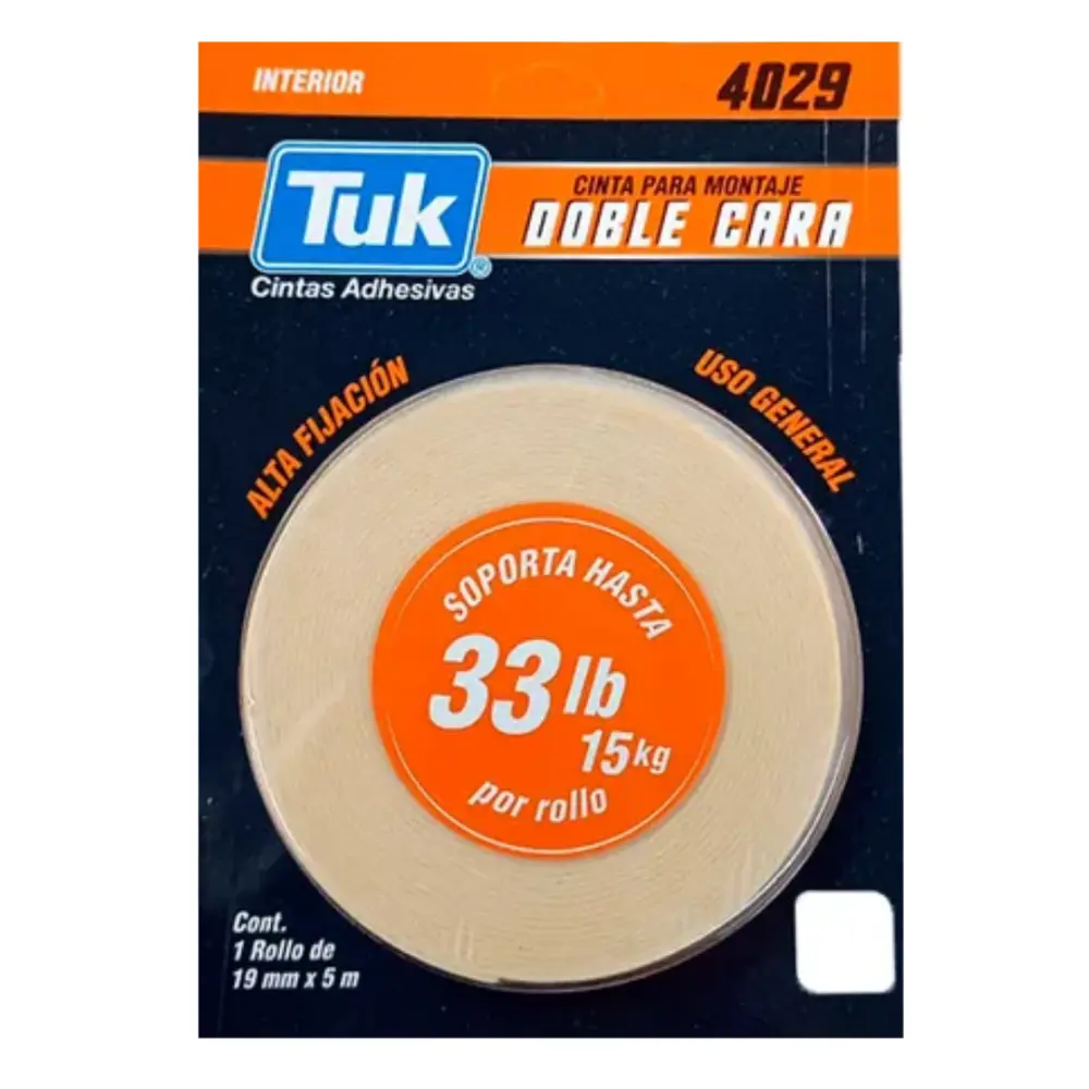 CINTA PARA MONTAJE DOBLE CARA 4029 TUK 19X 5 MTS.