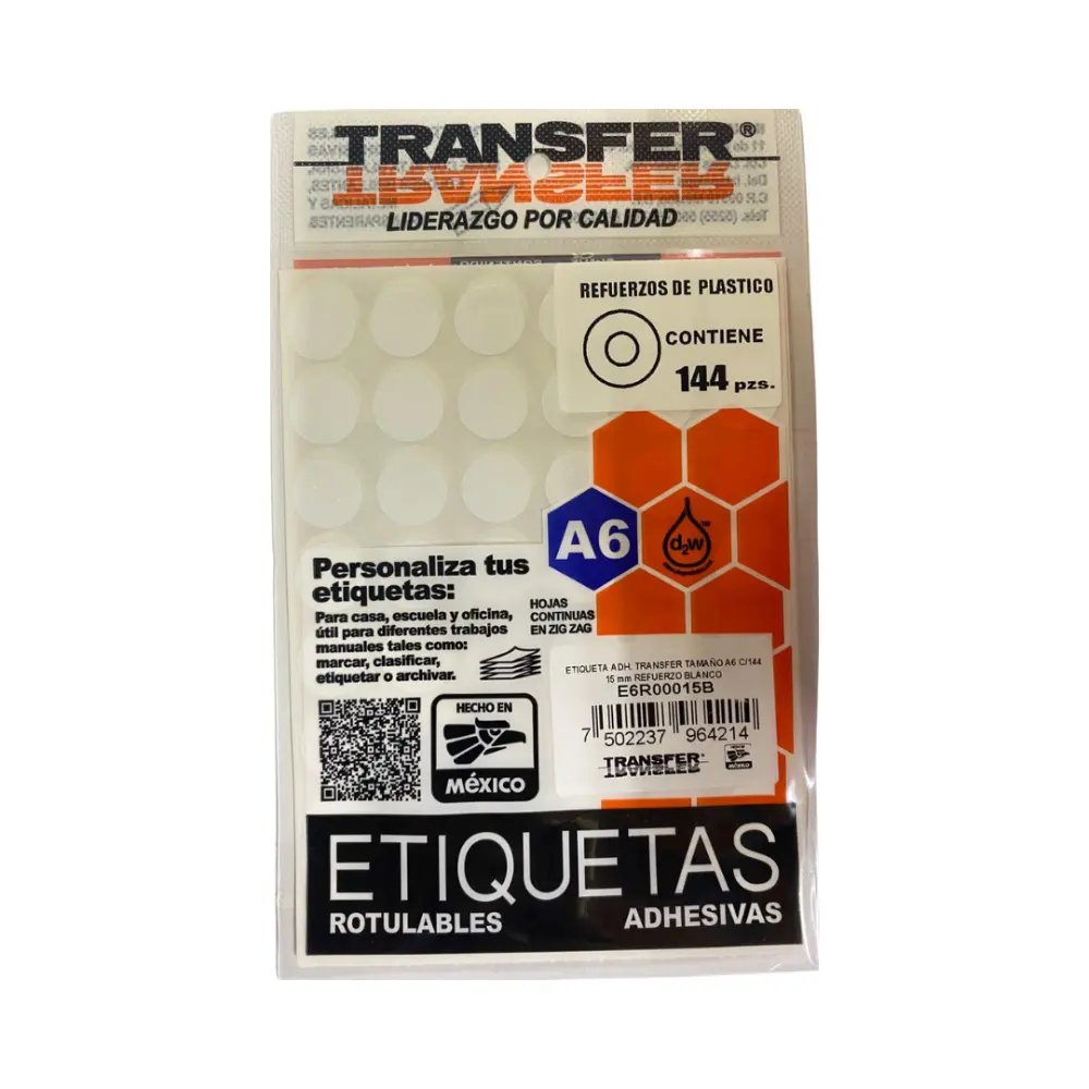 REFUERZO PARA HOJA 15 MM C/144 BLANCO TRANSFER