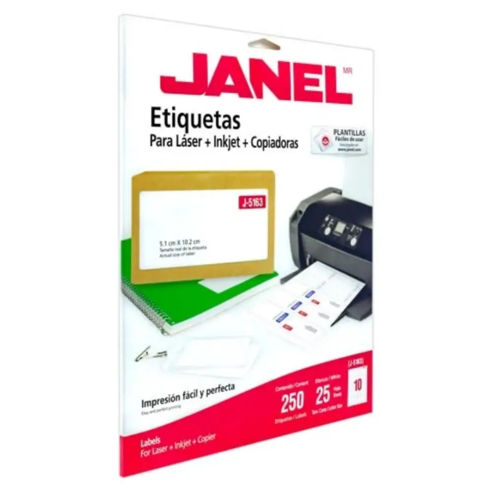 ETIQUETA JANEL P/LASER 5163 51X102 MM  C/25 H.