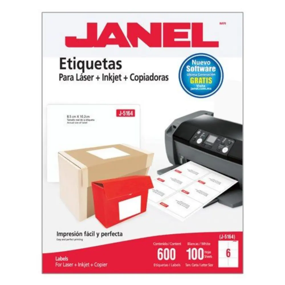 ETIQUETA JANEL P/LASER 5164 85X102 MM C/25 H.