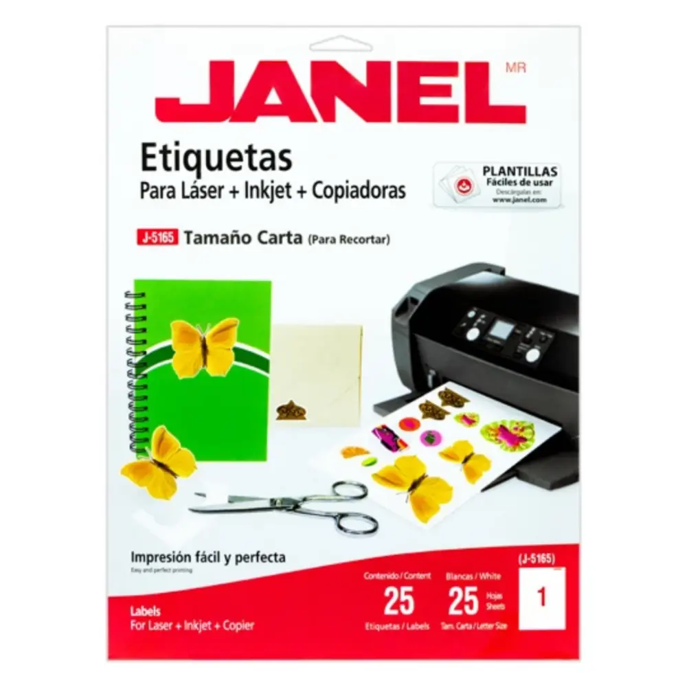 ETIQUETA JANEL P/LASER 5165 216X279 MM C/25 H