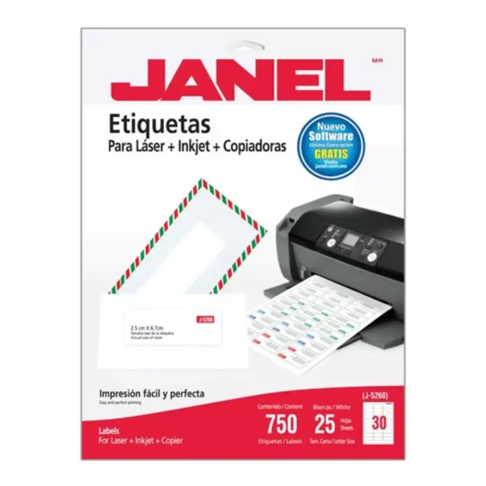 ETIQUETA JANEL P/LASER 5260 25X67 MM C/25 H.