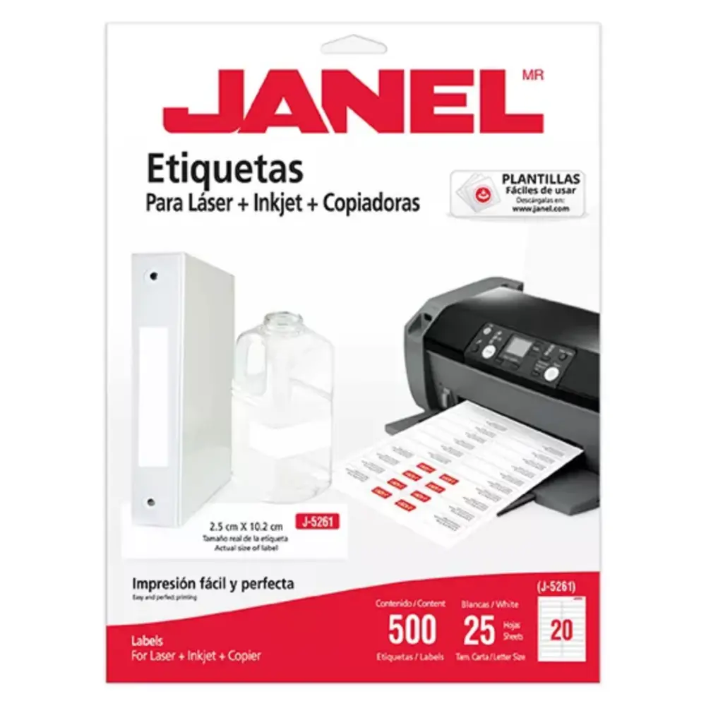 ETIQUETA JANEL P/LASER 5261 25X102 MM C/25 H.