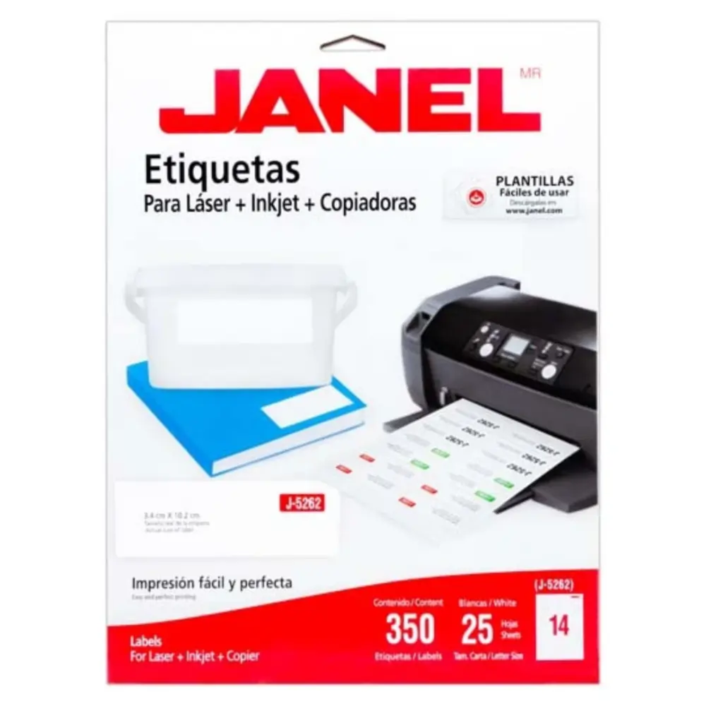 ETIQUETA JANEL P/LASER 5262 34X102 MM C/25 H.