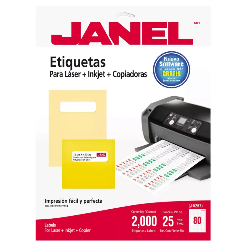 ETIQUETA JANEL P/LASER 5267 13X45 MM C/25 H.