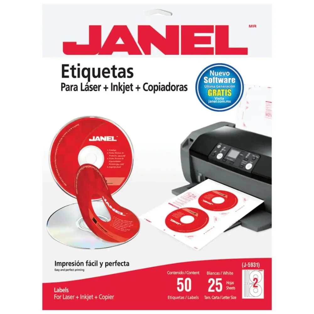 ETIQUETA JANEL P/LASER 5931 PARA CD C/25 H.