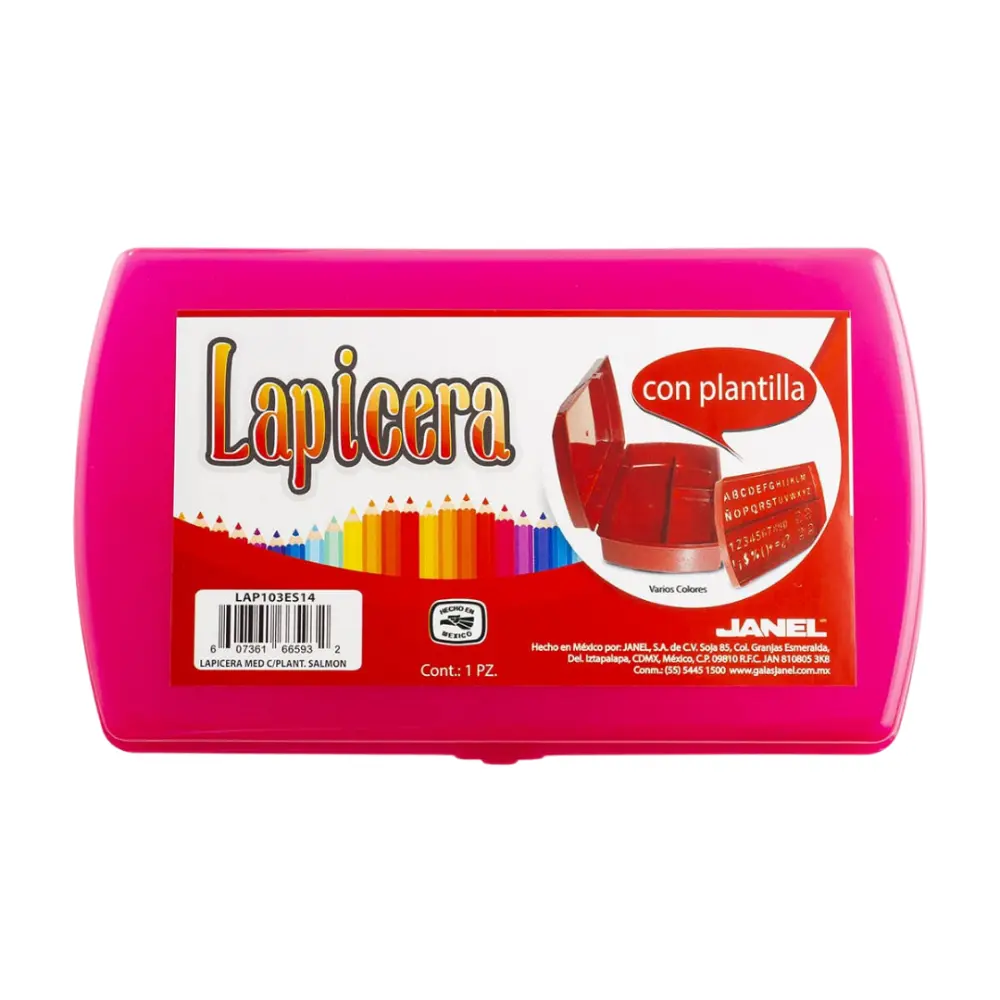 PORTA LAPIZ JANEL DE PLASTICO CON PLANTILLA