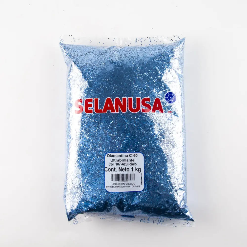 DIAMANTINA C/40 GRUESA BOLSA 1 KILO AZUL CIELO