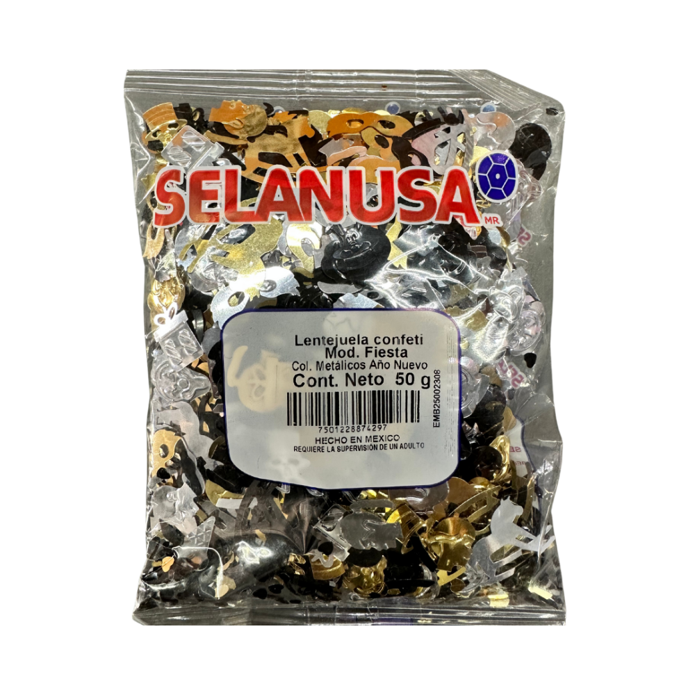 LENTEJUELA CONFETI. METALICO FIESTA AÑO NUEVO C/50 GRS.