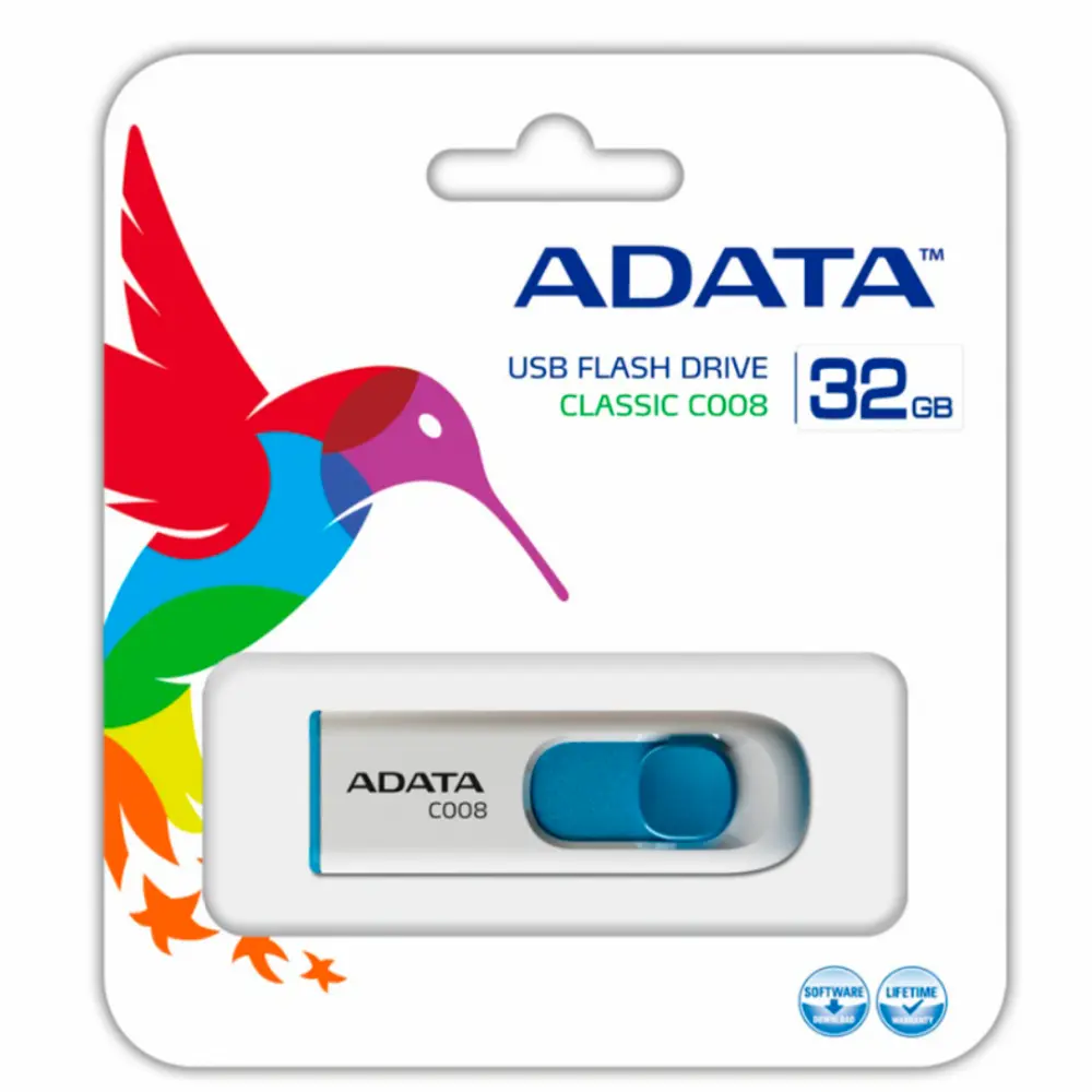 MEMORIA USB ADATA 32 GB BLANCO/AZUL MOD.C008
