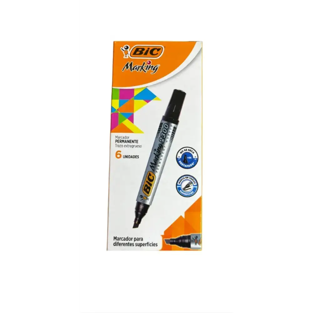MARCADOR BIC MARKING 2300 PERMANENTE NEGRO CAJA CON 6 PIEZAS