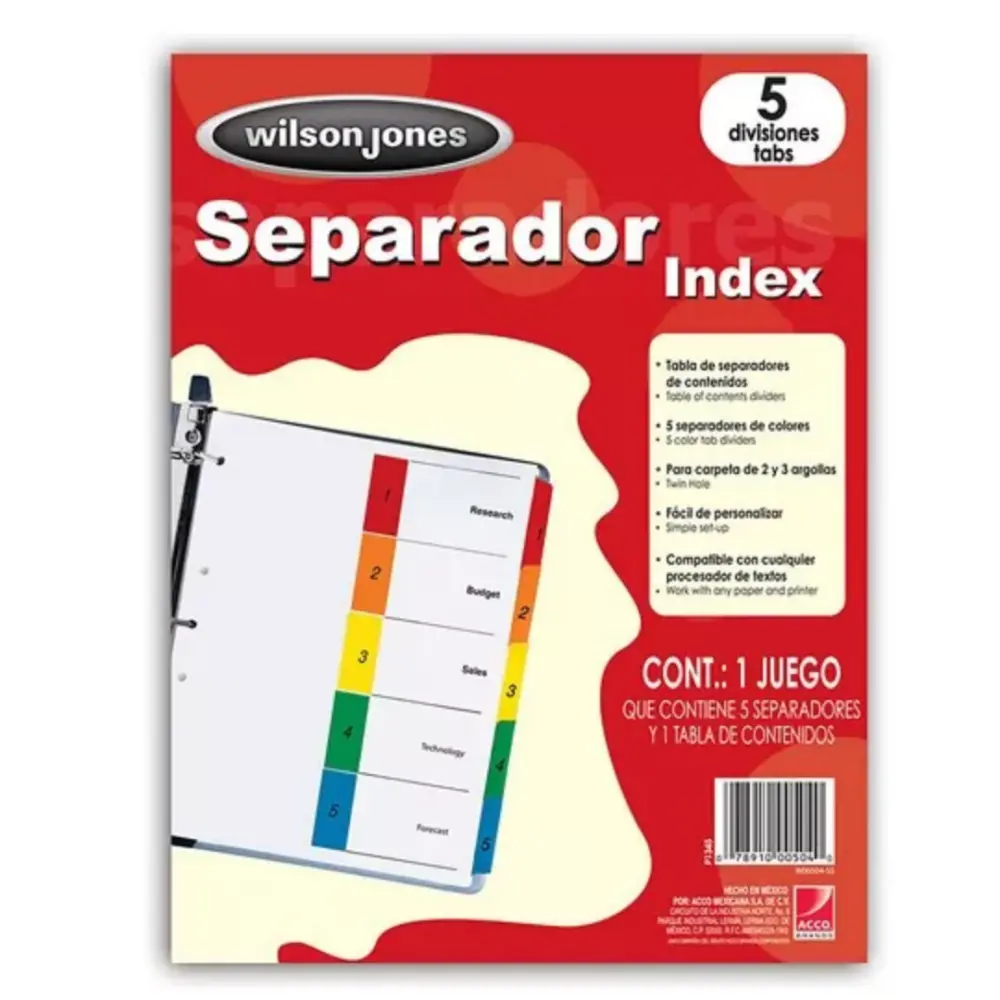 SEPARADOR WILSONJONES INDEX P1345 C/5 SEPARADORES