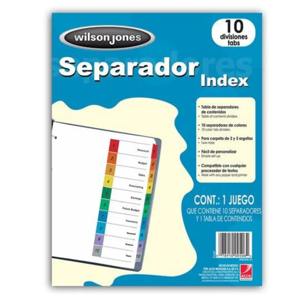 SEPARADOR WILSONJONES INDEX P1347 C/10 SEPARADORES