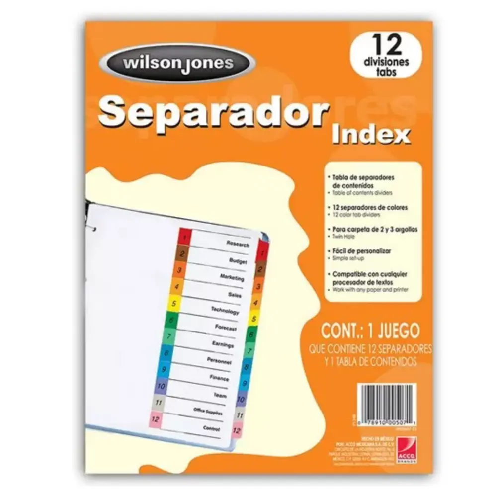 SEPARADOR WILSONJONES INDEX P1348 C/12 SEPARADORES