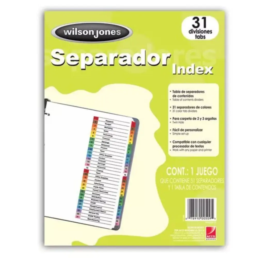 SEPARADOR WILSONJONES INDEX P1366 C/31 SEPARADORES